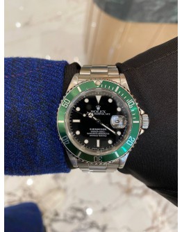 ROLEX SUBMARINER DATE REF 16610 GREEN BEZEL BLACK DIAL 40MM AUTOMATIC WATCH