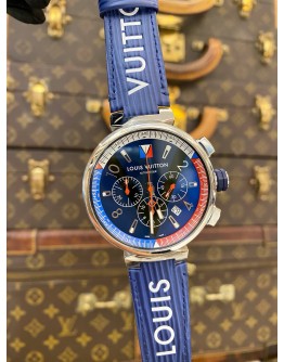 (LIKE NEW) 2020 LOUIS VUITTON TAMBOUR REGATTA CHRONOGRAPH REF Q1A61 BLUE DIAL 43MM AUTOMATIC WATCH -FULL SET-