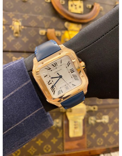 (BRAND NEW) 2024 CARTIER SANTOS DE CARTIER 18K 750 ROSE GOLD REF WGSA0019 WHITE ROMAN NUMERAL DIAL 39.8MM X 38MM AUTOMATIC WATCH -FULL SET-