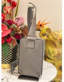 (LIKE NEW) GUCCI SLING BACKPACK IN GREY GG EMBOSSED CALFSKIN LEATHER