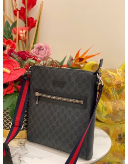 (LIKE NEW) GUCCI BLACK GG SUPREME CANVAS MESSENGER CROSSBODY BAG -FULL SET- 