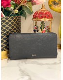 DIOR BLACK GRAVITY LEATHER LONG ZIPPED WALLET 