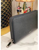 DIOR BLACK GRAVITY LEATHER LONG ZIPPED WALLET 