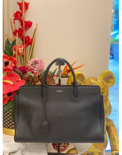 YSL SAINT LAURENT CABAS RIVE GAUCHE GRAINED CALFSKIN LEATHER BAG