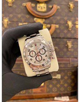 2014 ROLEX DAYTONA REF 116509 HALF 18K 750 WHITE GOLD SILVER RACING DIAL 40MM AUTOMATIC WATCH -FULL SET-