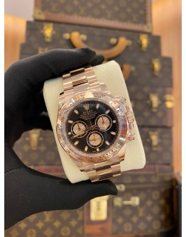 (UNUSED) 2021 YEAR ROLEX DAYTONA COSMOGRAPH 18K 750 ROSE GOLD REF 116505 BLACK DIAL 40MM AUTOMATIC WATCH-FULL SET-
