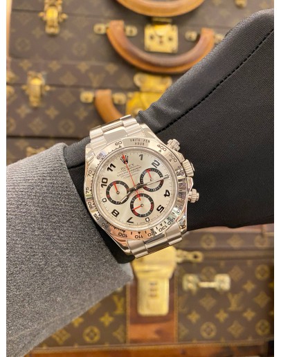 2011 ROLEX DAYTONA REF 116509 HALF 18K 750 WHITE GOLD SILVER RACING DIAL 40MM AUTOMATIC WATCH 