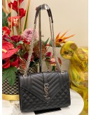 (LIKE NEW) YSL SAINT LAURENT ENVELOPE MEDIUM CHAIN BAG IN MIX MATELASSE GRAIN DE POUDRE EMBOSSED LEATHER WITH GOLD HARDWARE -FULL SET-