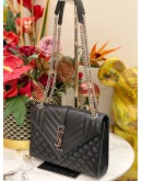 (LIKE NEW) YSL SAINT LAURENT ENVELOPE MEDIUM CHAIN BAG IN MIX MATELASSE GRAIN DE POUDRE EMBOSSED LEATHER WITH GOLD HARDWARE -FULL SET-