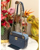 CHANEL CAMERA CASE IN NAVY BLUE LAMBSKIN QUILTED LEATHER