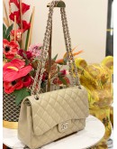 CHANEL CLASSIC JUMBO DOUBLE FLAP SHOULDER BAG IN BEIGE CAVIAR LEATHER