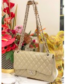 CHANEL CLASSIC JUMBO DOUBLE FLAP SHOULDER BAG IN BEIGE CAVIAR LEATHER