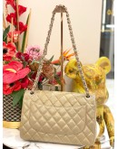 CHANEL CLASSIC JUMBO DOUBLE FLAP SHOULDER BAG IN BEIGE CAVIAR LEATHER