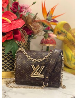(LIKE NEW) LOUIS VUITTON METALLIC MONOGRAM PYTHON TWIST MM CROSSBODY SHOULDER BAG