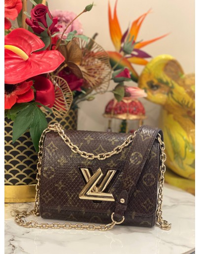 (LIKE NEW) LOUIS VUITTON METALLIC MONOGRAM PYTHON TWIST MM CROSSBODY SHOULDER BAG