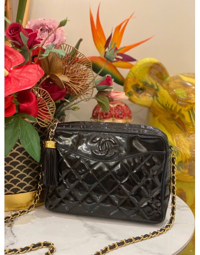 CHANEL CAMERA PATENT LEATHER CROSSBODY BAG 
