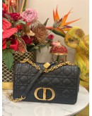 (LIKE NEW) CHRISTIAN DIOR MEDIUM DIOR CARO BAG WITH GOLD CHAIN IN BLACK SUPPLE CANNAGE CALFSKIN LEATHER 