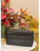 (LIKE NEW) CHRISTIAN DIOR MEDIUM DIOR CARO BAG WITH GOLD CHAIN IN BLACK SUPPLE CANNAGE CALFSKIN LEATHER 