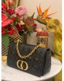 (LIKE NEW) CHRISTIAN DIOR MEDIUM DIOR CARO BAG WITH GOLD CHAIN IN BLACK SUPPLE CANNAGE CALFSKIN LEATHER 