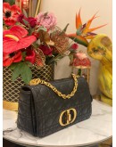(LIKE NEW) CHRISTIAN DIOR MEDIUM DIOR CARO BAG WITH GOLD CHAIN IN BLACK SUPPLE CANNAGE CALFSKIN LEATHER 