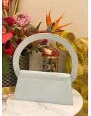 (LIKE NEW) JACQUEMUS LE SAC ROND TOP HANDLE AND CROSSBODY BAG IN LIGHT BLUE CALFSKIN LEATHER