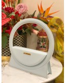 (LIKE NEW) JACQUEMUS LE SAC ROND TOP HANDLE AND CROSSBODY BAG IN LIGHT BLUE CALFSKIN LEATHER
