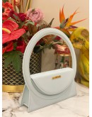 (LIKE NEW) JACQUEMUS LE SAC ROND TOP HANDLE AND CROSSBODY BAG IN LIGHT BLUE CALFSKIN LEATHER