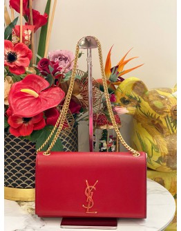 YSL YVES SAINT LAURENT RED MEDIUM KATE GOLD CHAIN BAG