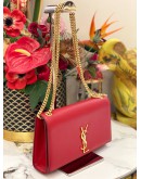 YSL YVES SAINT LAURENT RED MEDIUM KATE GOLD CHAIN BAG