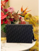 CHRISTIAN DIOR A5 TRIANGLE POUCH IN BLACK DIOR OBLIQUE JACQUARD- FULL SET-