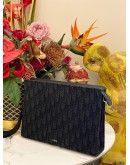 CHRISTIAN DIOR A5 TRIANGLE POUCH IN BLACK DIOR OBLIQUE JACQUARD- FULL SET-