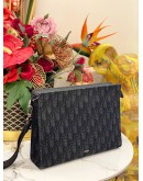 CHRISTIAN DIOR A5 TRIANGLE POUCH IN BLACK DIOR OBLIQUE JACQUARD- FULL SET-