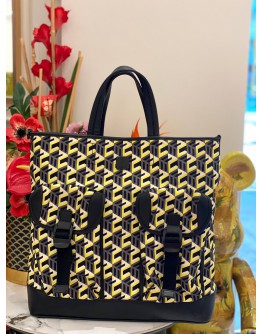 (LIKE NEW) MCM CUBIC LOGO LARGE NYLON TOP HANDLE TOTE SHOULDER BAG 