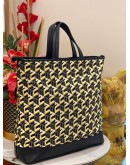 (LIKE NEW) MCM CUBIC LOGO LARGE NYLON TOP HANDLE TOTE SHOULDER BAG 