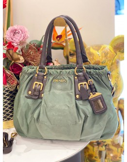 PRADA TESSUTO NYLON GAUFRE TOTE HANDLE BAG WITH GOLD HARDWARE 