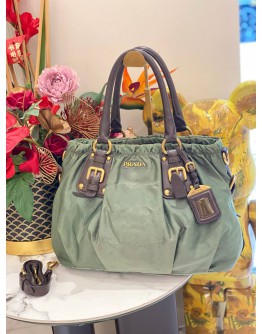 PRADA TESSUTO NYLON GAUFRE TOTE HANDLE BAG WITH GOLD HARDWARE 