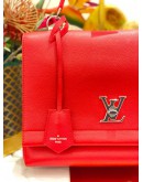 LOUIS VUITTON RUBIS HOT RED CAFLSKIN LEATHER LOCKME II HANDLE BAG 