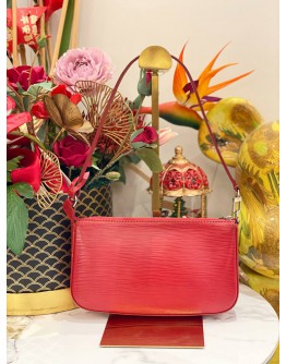 LOUIS VUITTON EPI LEATHER SHOULDER BAG IN RED SILVER HARDWARE LOUIS VUITTON EPI LEATHER SHOULDER BAG IN RED SILVER HARDWARE