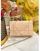 CHRISTIAN DIOR DIORAMA WALLET ON CHAIN IN PINK PEBBLED LEATHER
