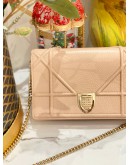 CHRISTIAN DIOR DIORAMA WALLET ON CHAIN IN PINK PEBBLED LEATHER