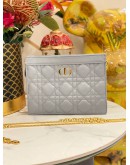 (LIKE NEW) 2025 CHRISTIAN DIOR CARO EVERY DIOR POUCH IN CLOUD BLUE SUPPLE CANNAGE CALFSKIN LEATHER -FULL SET-