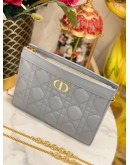(LIKE NEW) 2025 CHRISTIAN DIOR CARO EVERY DIOR POUCH IN CLOUD BLUE SUPPLE CANNAGE CALFSKIN LEATHER -FULL SET-