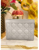 (LIKE NEW) 2025 CHRISTIAN DIOR CARO EVERY DIOR POUCH IN CLOUD BLUE SUPPLE CANNAGE CALFSKIN LEATHER -FULL SET-