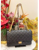 (LIKE NEW) CHANEL REISSUE 226 DOUBLE FLAP SHOULDER BAG IN BLACK AGED CALFSKIN LEATHER -FULL SET-