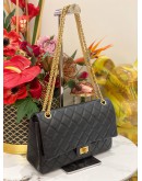 (LIKE NEW) CHANEL REISSUE 226 DOUBLE FLAP SHOULDER BAG IN BLACK AGED CALFSKIN LEATHER -FULL SET-