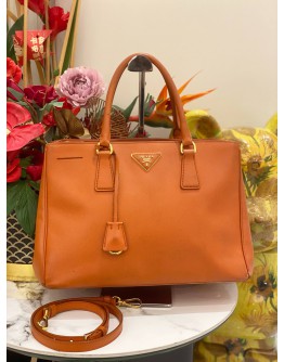 PRADA GALLERIA MEDIUM ORANGE SAFFIANO LEATHER HANDLE BAG