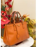 PRADA GALLERIA MEDIUM ORANGE SAFFIANO LEATHER HANDLE BAG