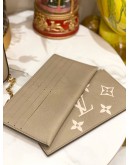 (UNUSED) MICROCHIP LOUIS VUITTON FELICIE BEIGE MONOGRAM EMPREINTE LEATHER FLAP WALLET ON CHAIN BAG - FULL SET-