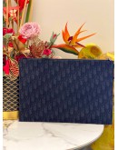 (LIKE NEW) CHRISTIAN DIOR A4 POUCH IN BLACK DIOR OBLIQUE JACQUARD WITH CALFSKIN LEATHER -FULL SET-