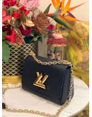 (LIKE NEW) LOUIS VUITTON TWIST PM FLAP SHOULDER BAG IN GOLD HARDWARE WITH BLACK EPI LEATHER -FULL SET-